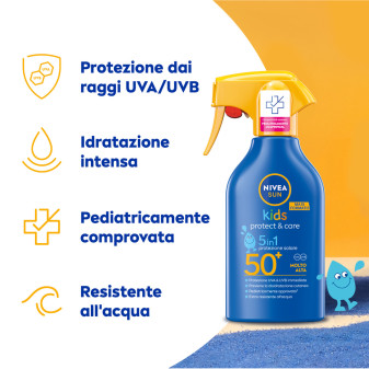 Protect & Care Kids Crema Solare Spray per Bambini SPF 50+ Nivea Sun
