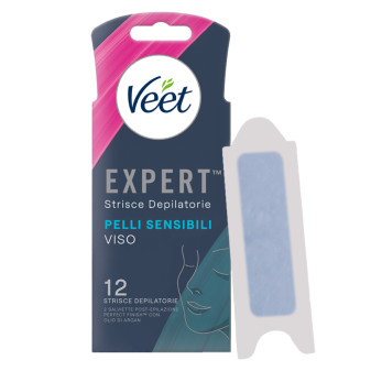 Strisce Depilatorie Viso per Pelli Sensibili Veet Expert 12pz