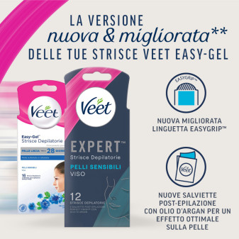 Strisce Depilatorie Viso per Pelli Sensibili Veet Expert 12pz