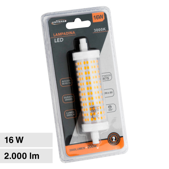 Lampadina LED R7s 16W Tubolare L118 SMD Universo Lampadina LED R7s 16W Tubolare L118 SMD Universo