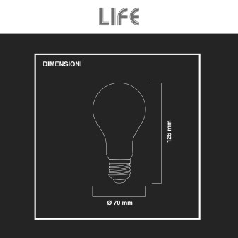Lampadina LED E27 12W Bulb A70 Goccia Filament Vetro Life