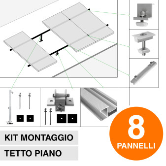 V-Tac Kit Struttura in Alluminio per Montaggio di 8 Pannelli Solari...