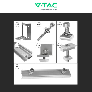 Kit Struttura per Montaggio di 6 Pannelli Solari Lamiera Grecata Kit Struttura per Montaggio di 6 Pannelli Solari Lamiera Grecata