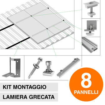 V-Tac Kit Struttura in Alluminio per Montaggio 8 Pannelli Solari Fotovoltaici...