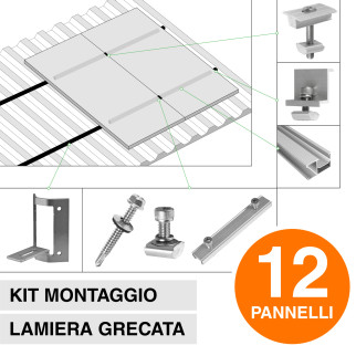 Kit Struttura Montaggio 12 Pannelli Solari Tetto Lamiera Kit Struttura Montaggio 12 Pannelli Solari Tetto Lamiera