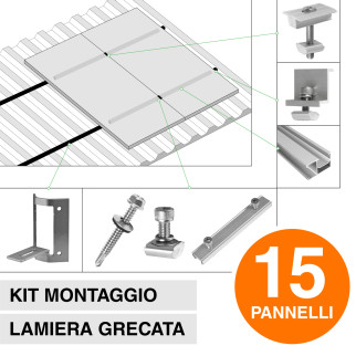 Kit Struttura Montaggio 15 Pannelli Solari su Tetto Lamiera Kit Struttura Montaggio 15 Pannelli Solari su Tetto Lamiera