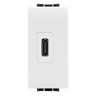 MAPAM Presa USB C T1-Art 836B Bianco - Confezione 10pz - mod. 836B - Compatibile con BTicino LIVING