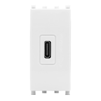 MAPAM Presa USB C T2-Gem 636B Bianco - Confezione 10pz - mod. 636B - Compatibile con Vimar PLANA