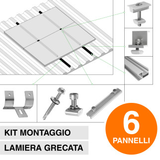 Kit Struttura Montaggio di 6 Pannelli Solari su Tetto Kit Struttura Montaggio di 6 Pannelli Solari su Tetto