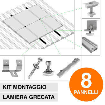 V-Tac Kit Struttura in Alluminio per Montaggio 8 Pannelli Solari Fotovoltaici...