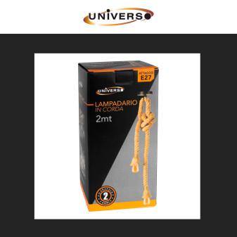 Universo Lampadario Sospensione 2 Portalampada E27 in Corda mod. E27-M2