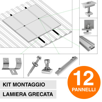 V-Tac Kit Struttura in Alluminio Montaggio 12 Pannelli Solari Fotovoltaici...