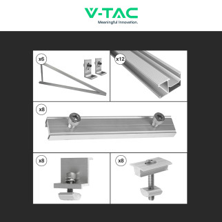 Kit Struttura Montaggio di 6 Pannelli Solari su Tetto Piano Kit Struttura Montaggio di 6 Pannelli Solari su Tetto Piano