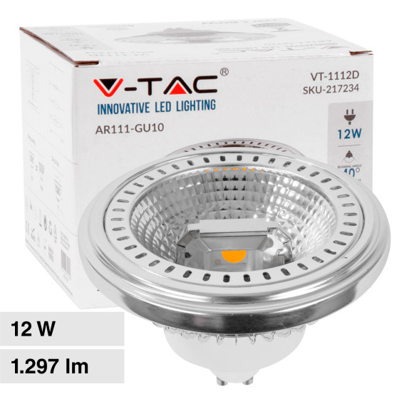 VT-1112D Faretto LED GU10 12W AR111 COB CRI≥90 Dimmerabile V-Tac VT-1112D Faretto LED GU10 12W AR111 COB CRI≥90 Dimmerabile V-Tac