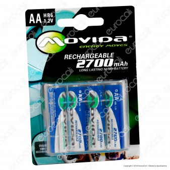 Movida 2700mAh Pile Ricaricabili Stilo AA - Blister 4 Batterie