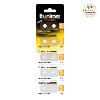 Batterie LR626/AG4/LR66 1.5V a Bottone Uniross