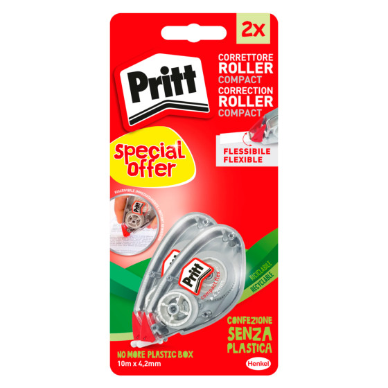 Roller Compact Confezione da 2 Correttori a Nastro Pritt Roller Compact Confezione da 2 Correttori a Nastro Pritt