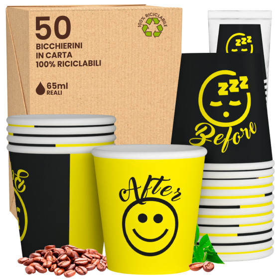 50 Bicchierini da Caffè in Carta DownUpCUP Yellow da 65ml 50 Bicchierini da Caffè in Carta DownUpCUP Yellow da 65ml