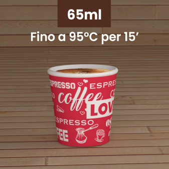 50 Bicchierini da Caffè in Carta LoveRedCUP da 65ml