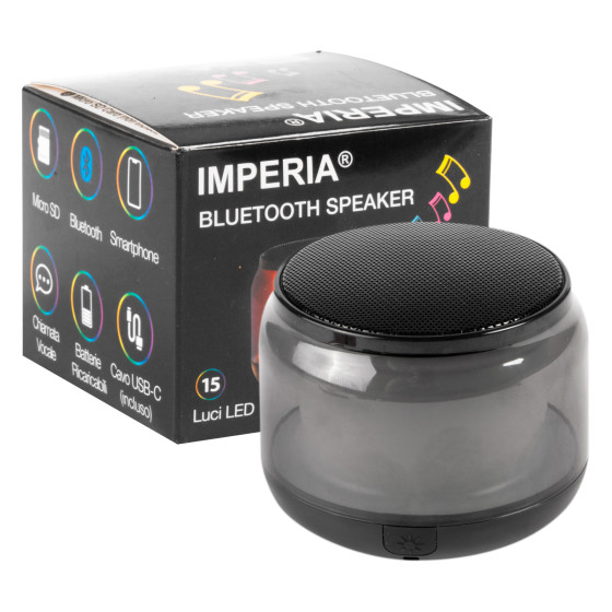 Speaker Bluetooth da 15W con Tecnologia LED SMD Multicolore Imperia Speaker Bluetooth da 15W con Tecnologia LED SMD Multicolore Imperia