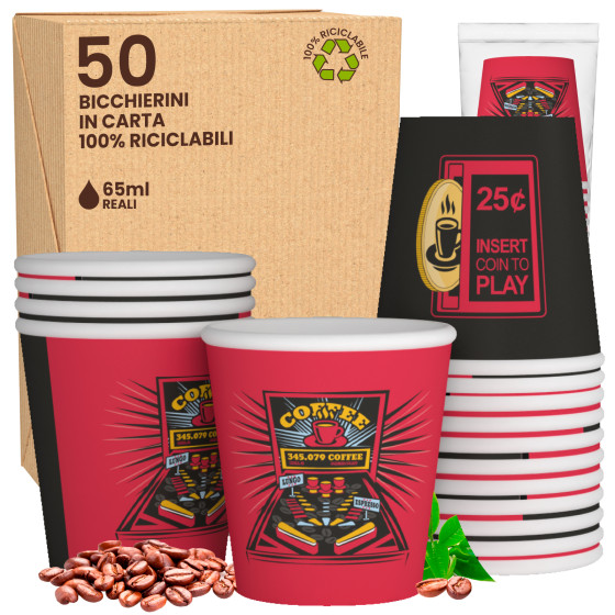 50 Bicchierini da Caffè in Carta FlipperCUP da 65ml 50 Bicchierini da Caffè in Carta FlipperCUP da 65ml