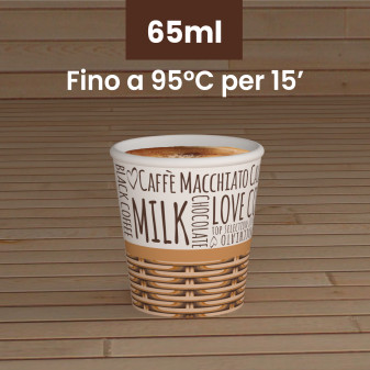 100 Bicchierini in Carta Riciclabile SweetCUP da 65ml e Coperchi