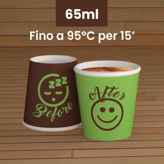100 Bicchierini in Carta Riciclabile DownUpCUP Green da 65ml e Coperchi