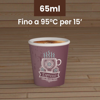 100 Bicchierini in Carta Riciclabile CuzcoCUP Brown da 65ml e Coperchi