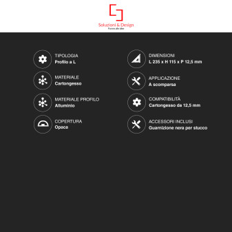 SD290.L Profilo a L in Alluminio Integrato per Strisce LED SD