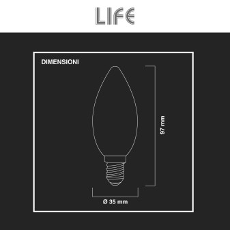 Lampadina LED E14 Filament 7W Candela C35 in Vetro Life