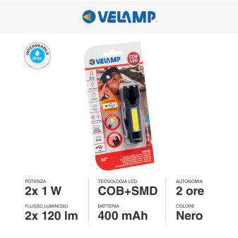 Velamp Torcia LED Ricaricabile Lampada Laterale Zoom IP44