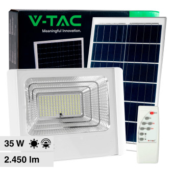 V-Tac VT-100W Faro LED 35W Faretto SMD IP65 Bianco con Pannello Solare...