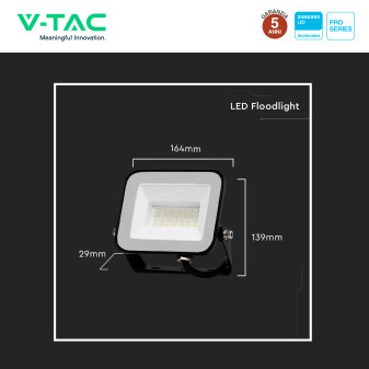 V-Tac Pro VT-44030 Faro LED 30W SMD IP65 nero