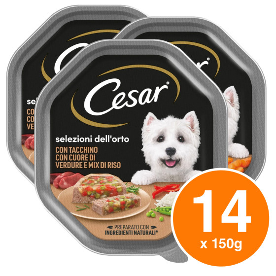 Cibo per Cani Selezioni dell'Orto Tacchino Verdure RIso Cesar 14x Cibo per Cani Selezioni dell'Orto Tacchino Verdure RIso Cesar 14x