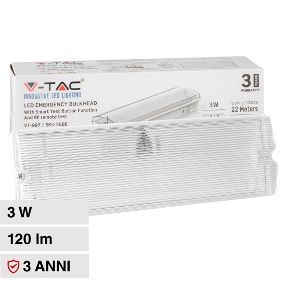 VT-997 Lampada LED di Emergenza 3W SMD IP65 V-Tac VT-997 Lampada LED di Emergenza 3W SMD IP65 V-Tac
