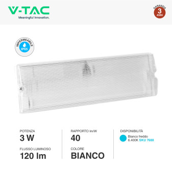 VT-997 Lampada LED di Emergenza 3W SMD IP65 V-Tac
