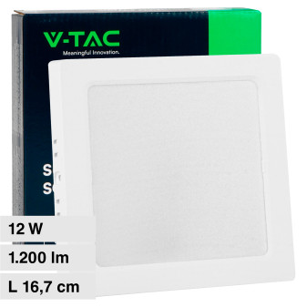 V-Tac VT-60012 Pannello LED Quadrato 12W SMD a Superficie con Driver - SKU...