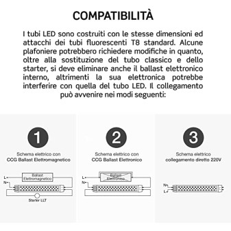 Tubo LED SMD 17,5W G13 Vetro Satinato 120cm con Starter Life