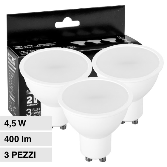 VT-2095 Super Saver Pack 3 Lampadine LED GU10 4,5W V-Tac