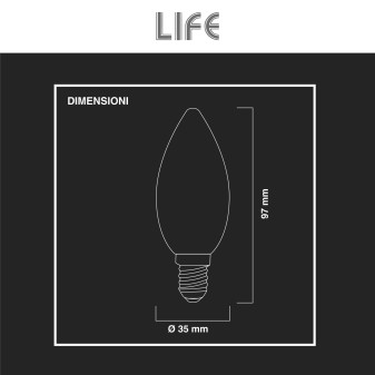 Lampadina LED E14 Filament 4,5W Candle C35 Candela Life