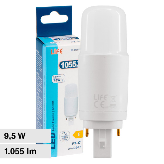 Lampada LED SMD Tower PL-C 9,5W attacco G24d 2 Pin Life Lampada LED SMD Tower PL-C 9,5W attacco G24d 2 Pin Life