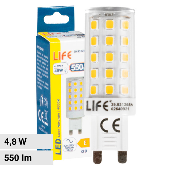 Lampadina LED 4,8W G9 SMD Trasparente Ceramica Life Lampadina LED 4,8W G9 SMD Trasparente Ceramica Life