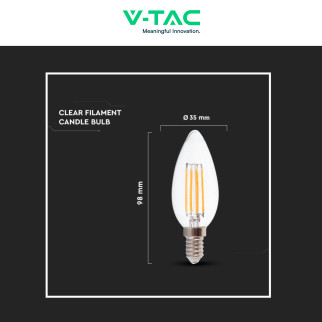 VT-2327 Lampadina LED E14 6W Filament Trasparente V-Tac