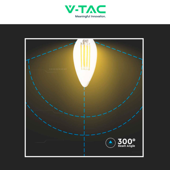 V-Tac VT-2327 Lampadina LED E14 Filamento Candela 6W High Lumen