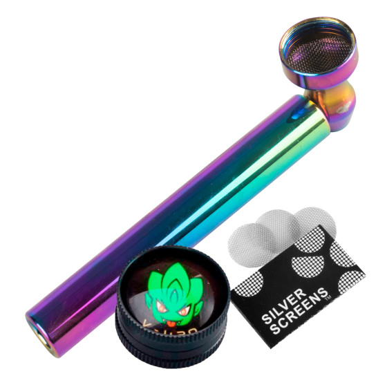 Pipa a Tubo Metallo + Grinder Chiusura Magnetica Champ High Pipa a Tubo Metallo + Grinder Chiusura Magnetica Champ High