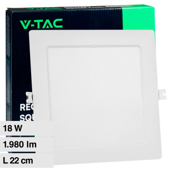 V-Tac VT-61018 Pannello LED Quadrato 18W SMD da Incasso con Driver - SKU...