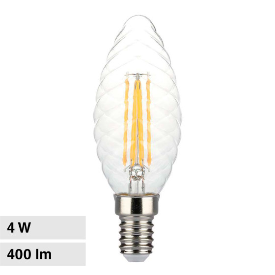 VT-1985D Lampadina LED E14 4W Candle Twist Filament V-Tac VT-1985D Lampadina LED E14 4W Candle Twist Filament V-Tac