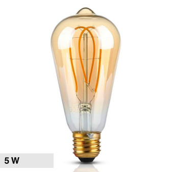 V-Tac VT-2066 Lampadina LED E27 5W ST64 Filament Vetro Ambrato - SKU 217220