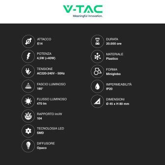 VT-2156 Super Saver Pack 3 Lampadine LED E14 P45 4,5W V-Tac