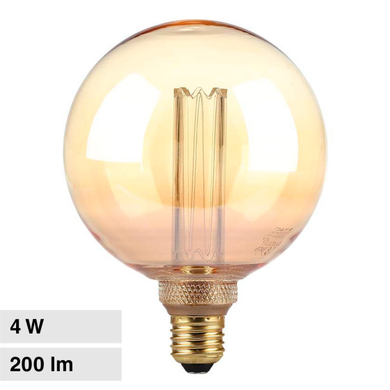 VT-2195 Lampadina LED E27 4W G125 Art Filament Vetro V-Tac VT-2195 Lampadina LED E27 4W G125 Art Filament Vetro V-Tac